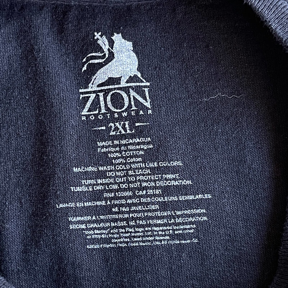 Zion Bob Marley Shirt Adult 2X XXL Black Rasta Smoking Short Sleeve - Picture 4 of 8